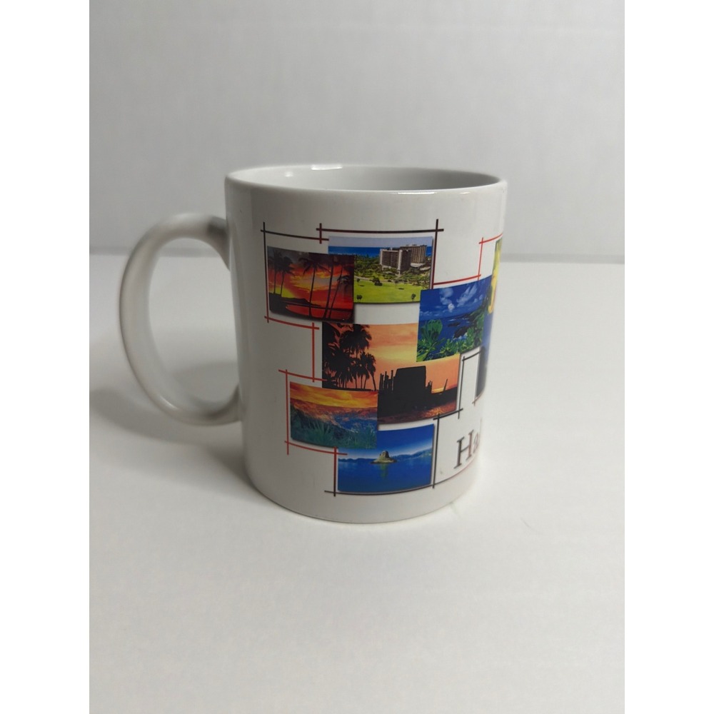 Vintage Hale Koa Hawaii Souvenir Coffee Mug Tropical Collage White Ceramic Cup - Picture 4 of 8